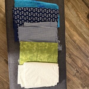 2lbs 1 oz of Mixed Fabric Bundle - Navy Anchor, Gingham, Lime, Teal & White
